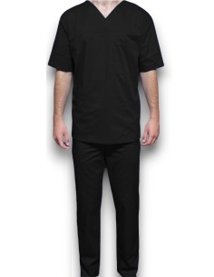 Costum medical barbatesc, cu anchior, din tercot elastic negru 2