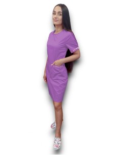 Sarafan medical mov cu insertie florala 2