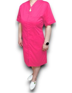 Sarafan medical ciclam cu fermoar in fata, din tercot elastic