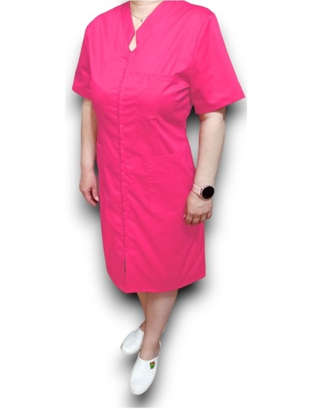 Sarafan medical ciclam cu fermoar in fata, din tercot elastic Sarafan medical ciclam cu fermoar in fata, din tercot elastic