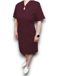 Sarafan medical grena cu fermoar in fata, din tercot