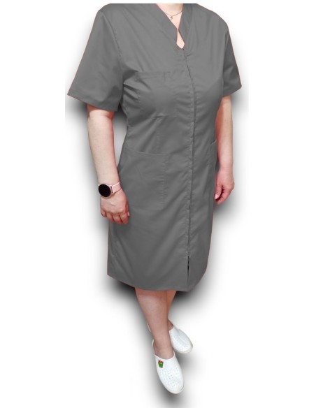 Sarafan medical gri cu fermoar in fata, din tercot elastic Sarafan medical gri cu fermoar in fata, din tercot elastic
