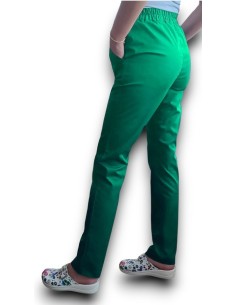 Pantaloni uniforma medicala, din tercot elastic verde spital 2