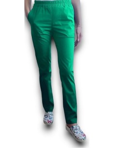 Pantaloni uniforma medicala, din tercot elastic verde spital