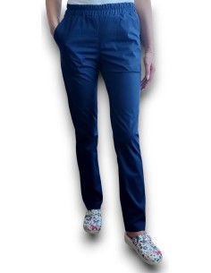 Pantaloni uniforma medicala, din tercot elastic bleumarin 2