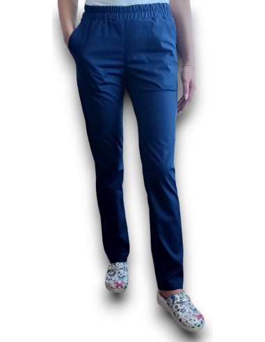 Pantaloni uniforma medicala, din tercot elastic bleumarin