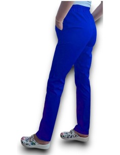 Pantaloni uniforma medicala, din tercot elastic albastru royal 2