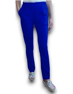 Pantaloni uniforma medicala, din tercot elastic albastru royal
