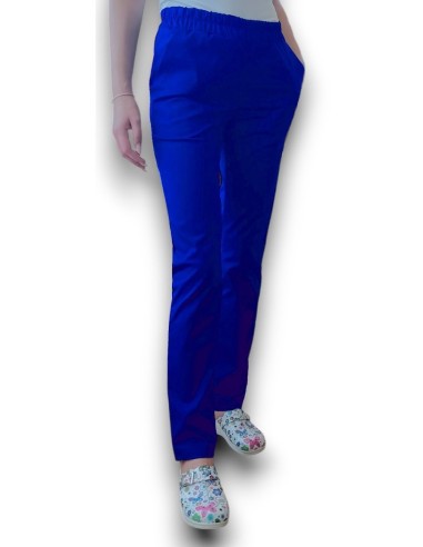 Pantaloni uniforma medicala, din tercot elastic albastru royal