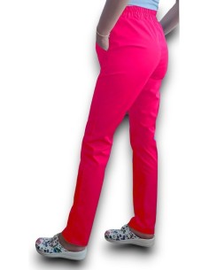 Pantaloni uniforma medicala, din tercot elastic ciclam 2