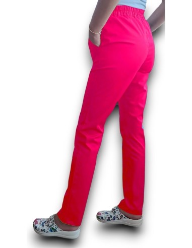 Pantaloni uniforma medicala, din tercot elastic ciclam