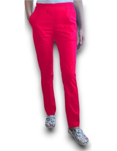 Pantaloni uniforma medicala, din tercot elastic ciclam