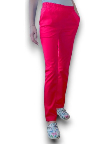 Pantaloni uniforma medicala, din tercot elastic ciclam