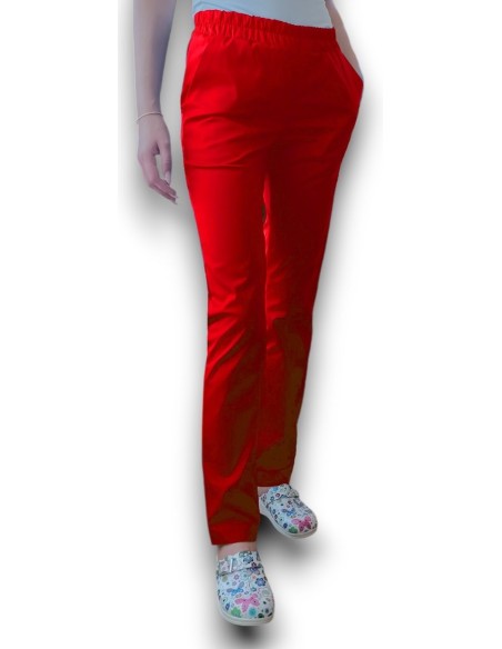 Pantaloni uniforma medicala, din tercot elastic rosu Pantaloni uniforma medicala, din tercot elastic rosu