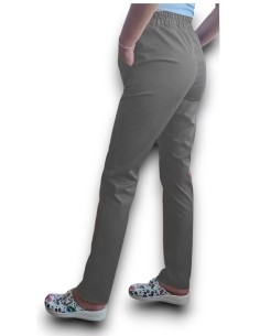 Pantaloni uniforma medicala, din tercot elastic gri 2