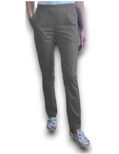 Pantaloni uniforma medicala, din tercot elastic gri