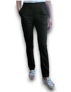 Pantaloni uniforma medicala, din tercot elastic negru 2