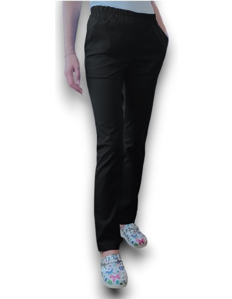Pantaloni uniforma medicala, din tercot elastic negru Pantaloni uniforma medicala, din tercot elastic negru