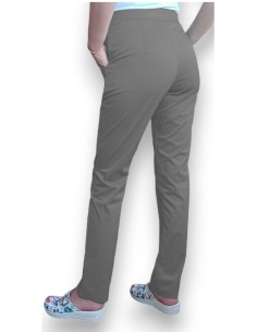 Pantaloni uniforma medicala, din tercot elastic alb 2