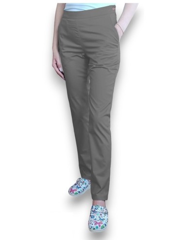 Pantaloni uniforma medicala, din tercot elastic alb