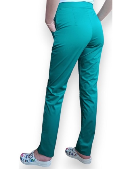 Pantaloni uniforma medicala, din tercot elastic verde spital Pantaloni uniforma medicala, din tercot elastic verde spital