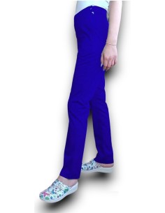Pantaloni uniforma medicala, din tercot elastic albastru royal 2