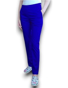 Pantaloni uniforma medicala, din tercot elastic albastru royal