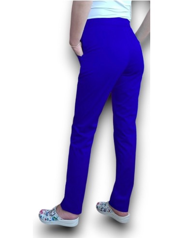 Pantaloni uniforma medicala, din tercot elastic albastru royal