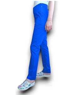 Pantaloni uniforma medicala, din tercot elastic albastru
