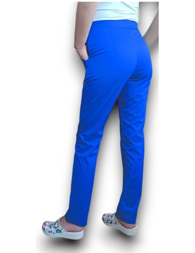 Pantaloni uniforma medicala, din tercot elastic albastru