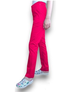 Pantaloni uniforma medicala, din tercot elastic ciclam 2