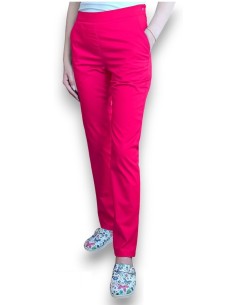 Pantaloni uniforma medicala, din tercot elastic ciclam