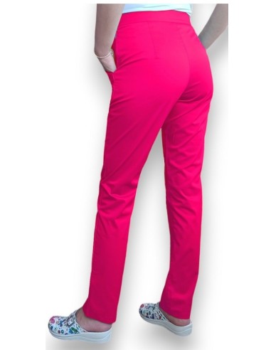 Pantaloni uniforma medicala, din tercot elastic ciclam