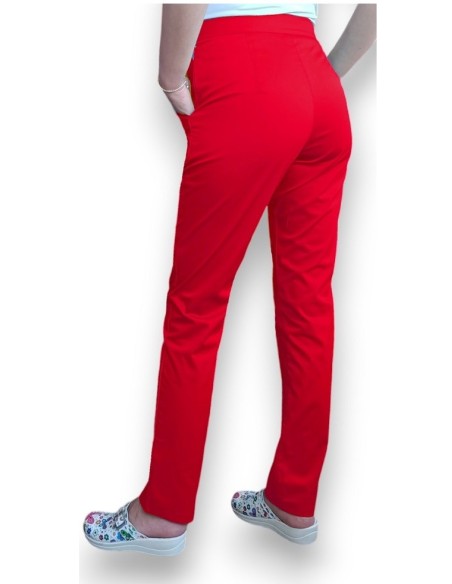 Pantaloni uniforma medicala, din tercot elastic rosu Pantaloni uniforma medicala, din tercot elastic rosu