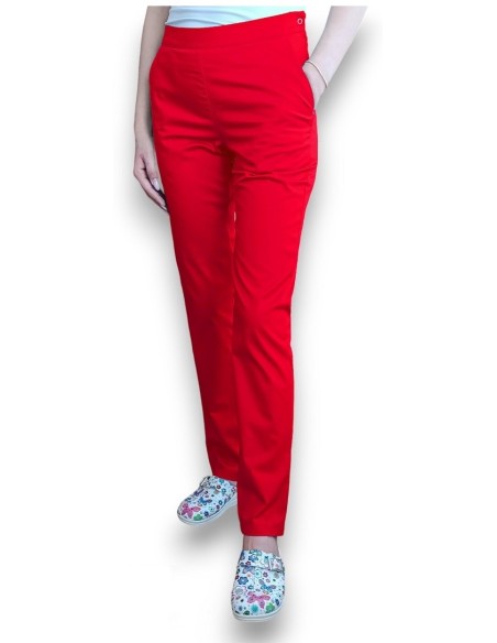 Pantaloni uniforma medicala, din tercot elastic rosu Pantaloni uniforma medicala, din tercot elastic rosu