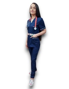 Costum medical bleumarin dama fermoar elastic AMA Pitesti