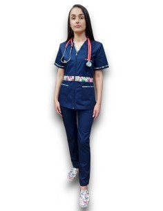 Costum medical bleumarin dama fermoar elastic AMA Pitesti 2