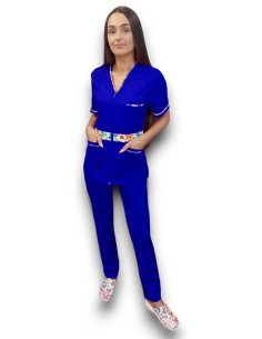 Costum dama albastru royal cu fermoar elastic AMA 2