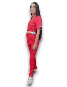 Uniforma medicala rosie dama fermoar AMA Pitesti 2