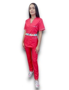 Uniforma medicala rosie dama fermoar AMA Pitesti