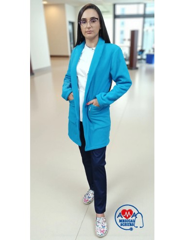 Halat polar turcoaz AMA Medical Scrubs unisex, calduros si confortabil