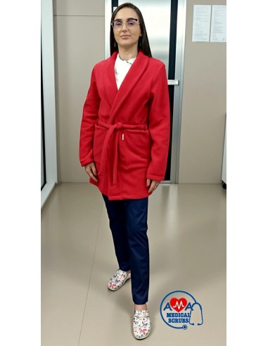 Halat polar rosu AMA Medical Scrubs unisex, calduros si elegant