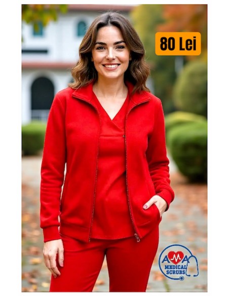 Jacheta Polar Warm Fleece rosie unisex AMA Medical Scrubs Jacheta Polar Warm Fleece rosie unisex AMA Medical Scrubs