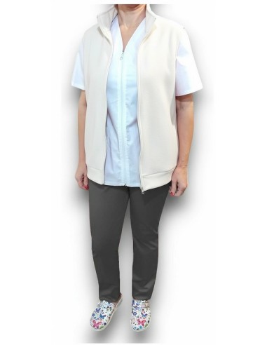 Vesta unisex din micropolar alb, material anti-scamosare