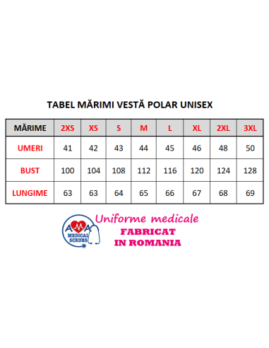 Tabel marimi Vesta Polar unisex