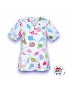 Bluza medicala dama Lollipops, imprimeu vesel pediatrie 2