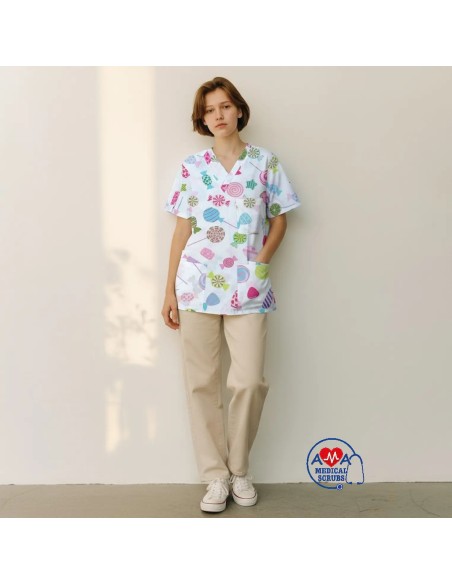 Bluza dama cu anchior bumbac imprimat, pentru gradinite si clinici Bluza dama cu anchior bumbac imprimat, pentru gradinite si clinici