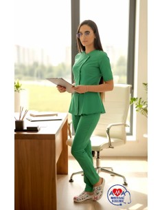 Costum medical de dama Tulip-Flex Verde Spital, elegant si rafinat 2