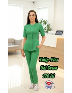 Costum medical de dama Tulip-Flex Verde Spital, elegant si rafinat