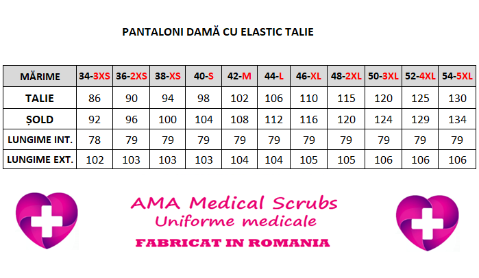 Pantaloni medicali elastic talie